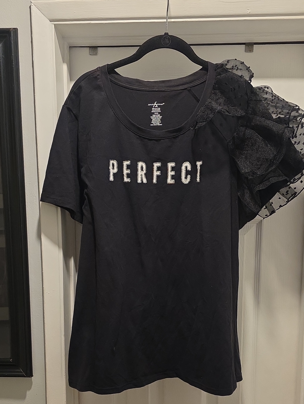 Perfect Script Embellished Black Women's Tee